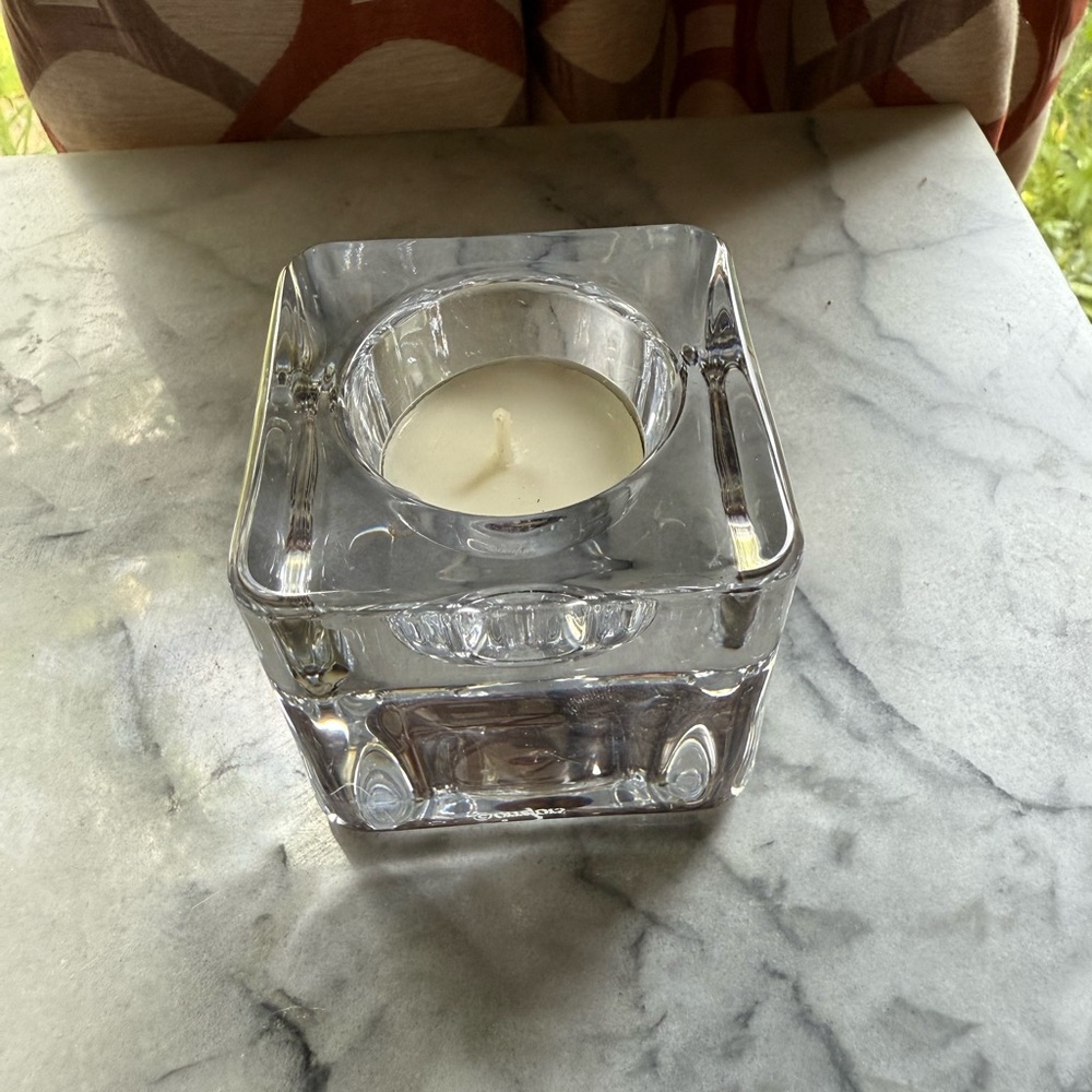 Orrefors Kostaboda Clear Glass Square Candle Holder
